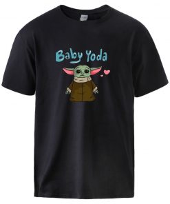 Baby Yoda The Mandalorian T shirts Mens Summer Short Sleeve Tops Man Brand High Quality 100