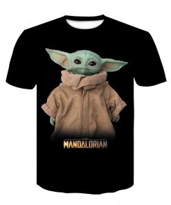 Baby Yoda The Mandalorian t shirt 3D printed Funny Tee Shirt Short Sleeve Star Wars men