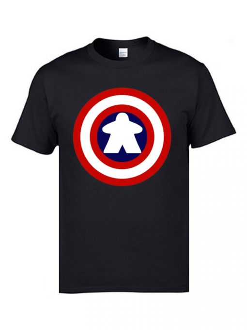 Captain America Tshirts Logo 100 Cotton Men 3D Tshirts Captain Meeple Craft T shirts Top Quality