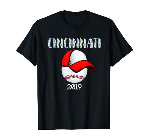 Cincinnati Baseball Tshirt 2019 Red Hat and Giant Ball