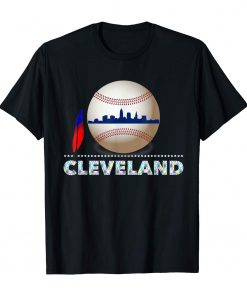 Cleveland Hometown Indian Tribe Tshirt Ball with Skyline