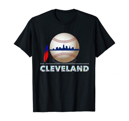 Cleveland Hometown Indian Tribe Tshirt Ball with Skyline