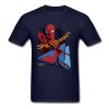 Comic Spiderman T Shirt Mens T shirt Swinging Spider Man Homecoming TShirt Cotton Autumn Crewneck Clothing