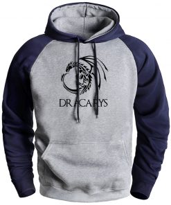 Dracarys Game Of Thrones Mens Hoodies Raglan Sweatshirts 2020 New Arrival Sportswear Hooded Pullover Male Casual
