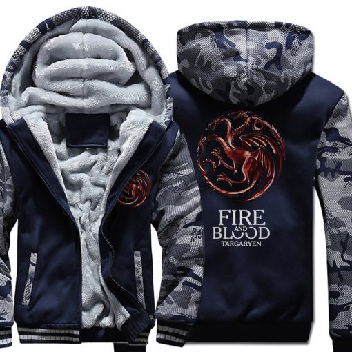 FIRE AND BLOOD Print Hoodies For Men 2019 Autumn Winter Streetwear Mens Sweatshirts Game Of Thrones 1