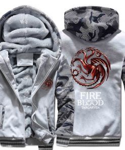 FIRE AND BLOOD Print Hoodies For Men 2019 Autumn Winter Streetwear Mens Sweatshirts Game Of Thrones 2