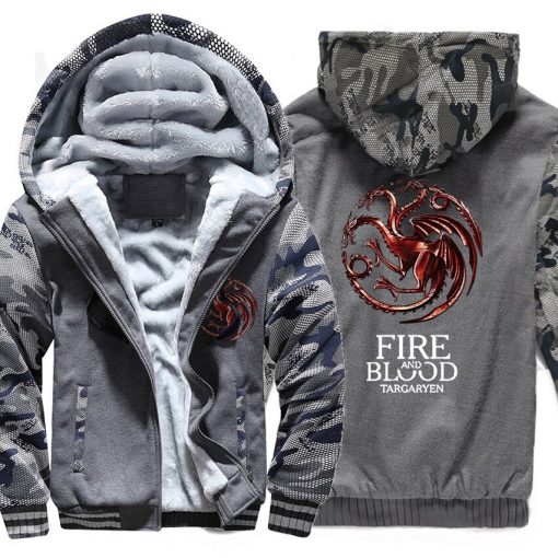 FIRE AND BLOOD Print Hoodies For Men 2019 Autumn Winter Streetwear Mens Sweatshirts Game Of Thrones 4