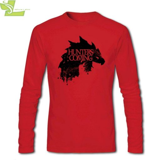 Fashion T shirt Men Male Hunters are coming Game of Wolves House Stark CrewNeck Long Sleeve 1