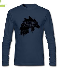 Fashion T shirt Men Male Hunters are coming Game of Wolves House Stark CrewNeck Long Sleeve 2