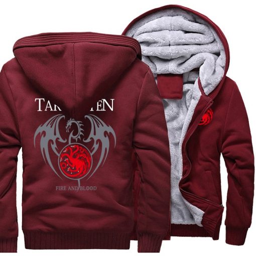 Game Of Thrones Hoodie Men Dragon Dracarys Printing Jacket Winter Fleece Warm Sweatshirt Zipper Pullover Harajuku 2