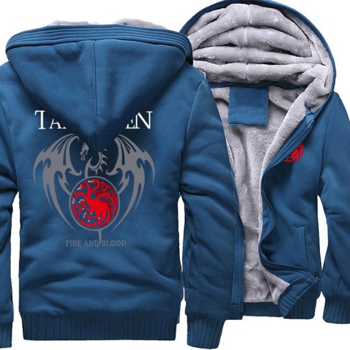 Game Of Thrones Hoodie Men Dragon Dracarys Printing Jacket Winter Fleece Warm Sweatshirt Zipper Pullover Harajuku 3