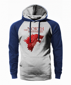 Game of Thrones Hoodies Men Winter Is Coming Stark Wolf The North Remembers Raglan Hooded Sweatshirts