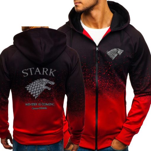 Game of Thrones House Stark Sweatshirt Zipper Gradient Hoodie Cotton Whiter Jacket Coat Harajuku 4