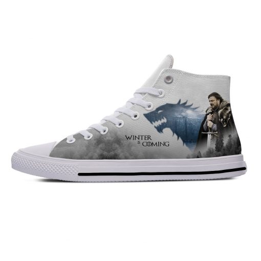 Game of Thrones Stark winter is coming Popular Casual Canvas Shoes High Top Lightweight Breathable 3D 1