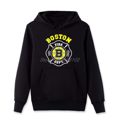 Hot Sale Men Cotton Fashion New Boston Fire Fighter Fire Department Black Sweatshirt Hip Hop Tops 4