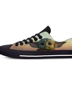 Hot Star Wars Baby Yoda Mandalorian Fashion Funny Casual Canvas Shoes Low Top Lightweight Breathable 3D 1