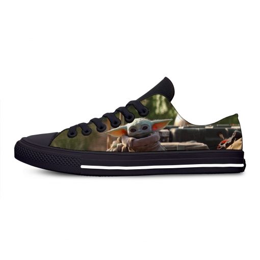 Hot Star Wars Baby Yoda Mandalorian Fashion Funny Casual Canvas Shoes Low Top Lightweight Breathable 3D 4