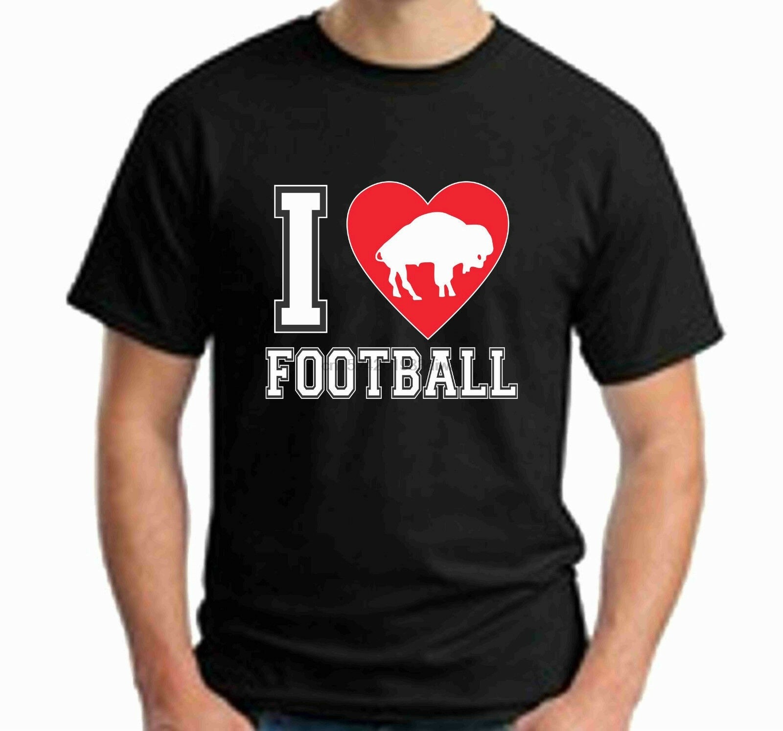 I Love Football T Shirt Mens Woman Tee Funny Buffalo Heart Valentines ...