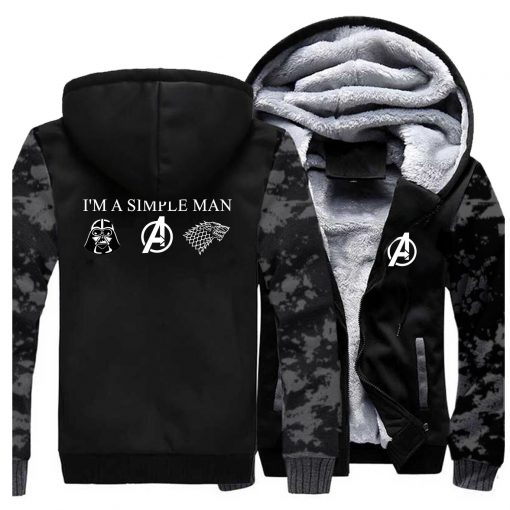 I m A Simple Man Star Wars Coat Fashion Thick Male Marvel Avengers Jacket Winter Fleece 3