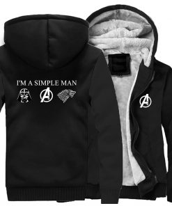 I m A Simple Man Star Wars Coat Fashion Thick Male Marvel Avengers Jacket Winter Fleece 4