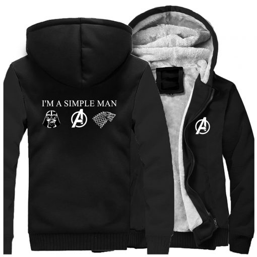 I m A Simple Man Star Wars Coat Fashion Thick Male Marvel Avengers Jacket Winter Fleece 4