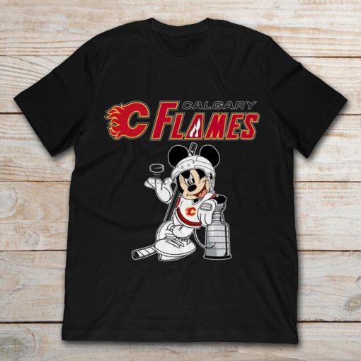 Ice Hockey Mickey Calgary Flame T Shirt