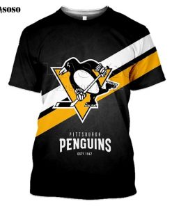 LIASOSO 2020 New 3D Print Animal Skating Penguin Print T shirt Pittsburgh Harajuku Short Sleeve Hockey 2