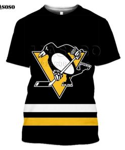 LIASOSO 2020 New 3D Print Animal Skating Penguin Print T shirt Pittsburgh Harajuku Short Sleeve Hockey
