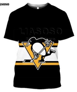 LIASOSO 2020 New 3D Print Animal Skating Penguin Print T shirt Pittsburgh Harajuku Short Sleeve Hockey 3