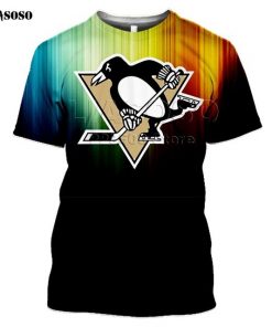 LIASOSO 2020 New 3D Print Animal Skating Penguin Print T shirt Pittsburgh Harajuku Short Sleeve Hockey 5
