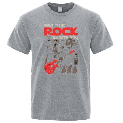 May the Rock Be With You Print T shirt Star Wars Hip Hop Men T Shirt 2