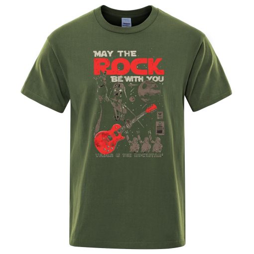 May the Rock Be With You Print T shirt Star Wars Hip Hop Men T Shirt 3
