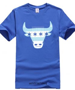 Men Tee Shirt Tops Short Sleeve Cotton Fitness T shirts Men s Chicago Flag Bull T 1