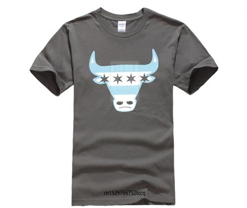 Men Tee Shirt Tops Short Sleeve Cotton Fitness T shirts Men s Chicago Flag Bull T 2