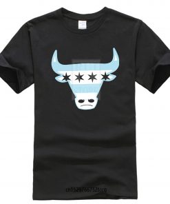 Men Tee Shirt Tops Short Sleeve Cotton Fitness T shirts Men s Chicago Flag Bull T