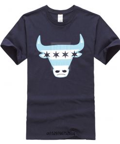 Men Tee Shirt Tops Short Sleeve Cotton Fitness T shirts Men s Chicago Flag Bull T 4