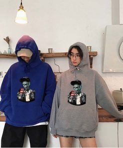Men fashion long sleeved round neck hoodies Harajuku Walking dead funny printing unisex loose sweatshirt hip 3