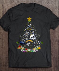 Merry And Bright Los Angeles Chargers Christmas Tree Tshirts