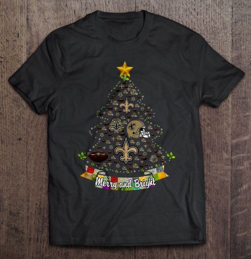 Merry And Bright New Streetwear Harajuku Orleans 100 Cotton Men S Tshirt Saints Christmas Tree Tshirts