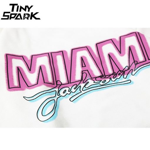 Miami Pullover Sweatshirt Pink Letter Print Men Hip Hop Pullover Sweatshirt Hoodie 2018 Autumn Heat Clothing 5