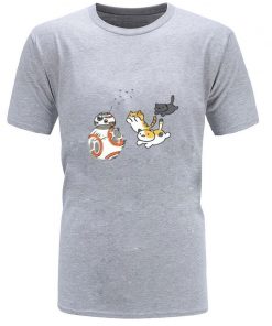 New Coming Mens Top T shirts Star Wars Cat And BB8 Game New Tshirts Slim Fit 1