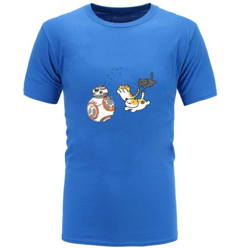 New Coming Mens Top T shirts Star Wars Cat And BB8 Game New Tshirts Slim Fit 4