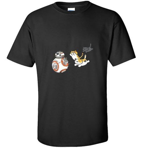 New Coming Mens Top T shirts Star Wars Cat And BB8 Game New Tshirts Slim Fit