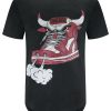New Men Chicago Shoe Bull Red White Hip Hop Longline T Shirt Black Sizes S 2Xl