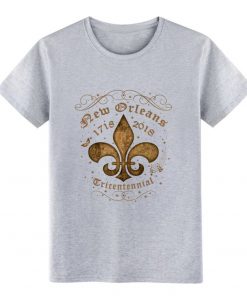 New Orleans New Orleans Tricentennial Decorative Vintage Gold t shirt Designs Short Sleeve Crew Neck Pictures 1