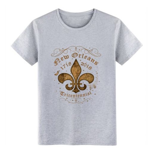 New Orleans New Orleans Tricentennial Decorative Vintage Gold t shirt Designs Short Sleeve Crew Neck Pictures 1
