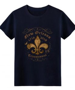 New Orleans New Orleans Tricentennial Decorative Vintage Gold t shirt Designs Short Sleeve Crew Neck Pictures 2