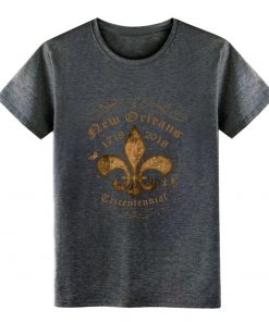 New Orleans New Orleans Tricentennial Decorative Vintage Gold t shirt Designs Short Sleeve Crew Neck Pictures 3