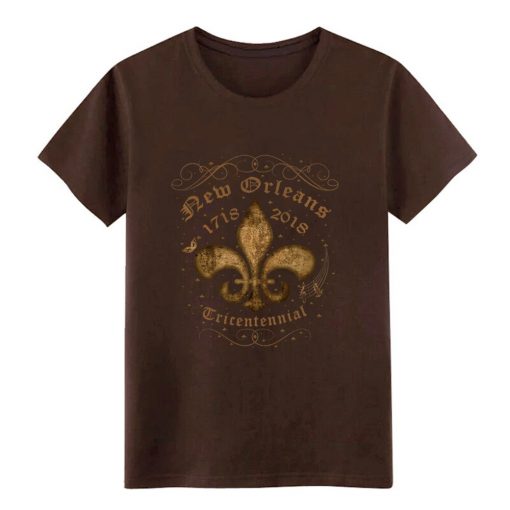New Orleans New Orleans Tricentennial Decorative Vintage Gold t shirt Designs Short Sleeve Crew Neck Pictures 4