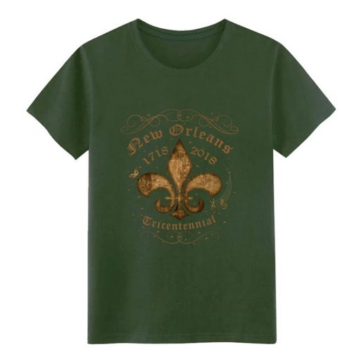 New Orleans New Orleans Tricentennial Decorative Vintage Gold t shirt Designs Short Sleeve Crew Neck Pictures 5